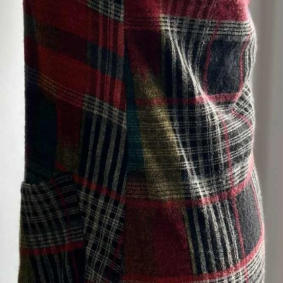 Yumi Multicolour Plaid Wool Blend Knit Tunic Dress with Rosette Neckline – US S - Picture 6 of 13